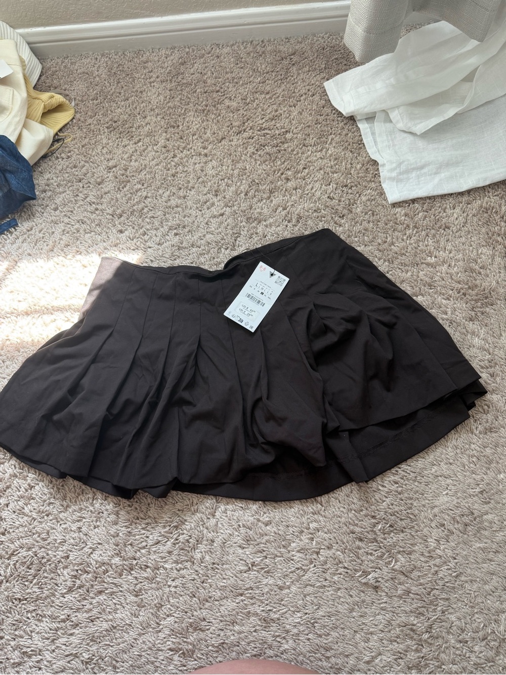 Zara Black Pleated Circle Skater Skirt